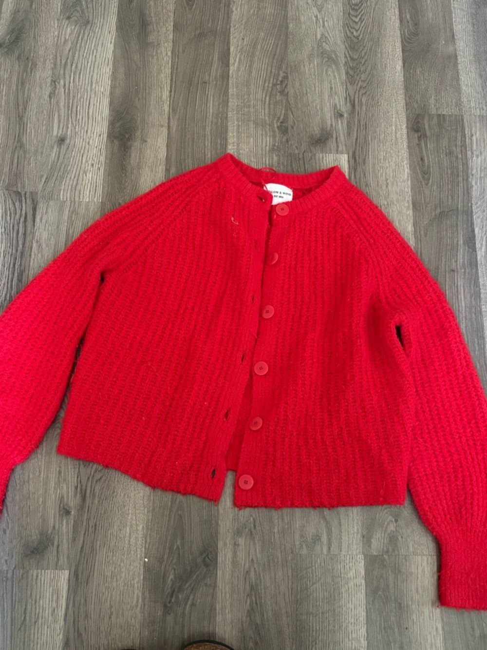 Classic Red Button-Front Knit Cardigan